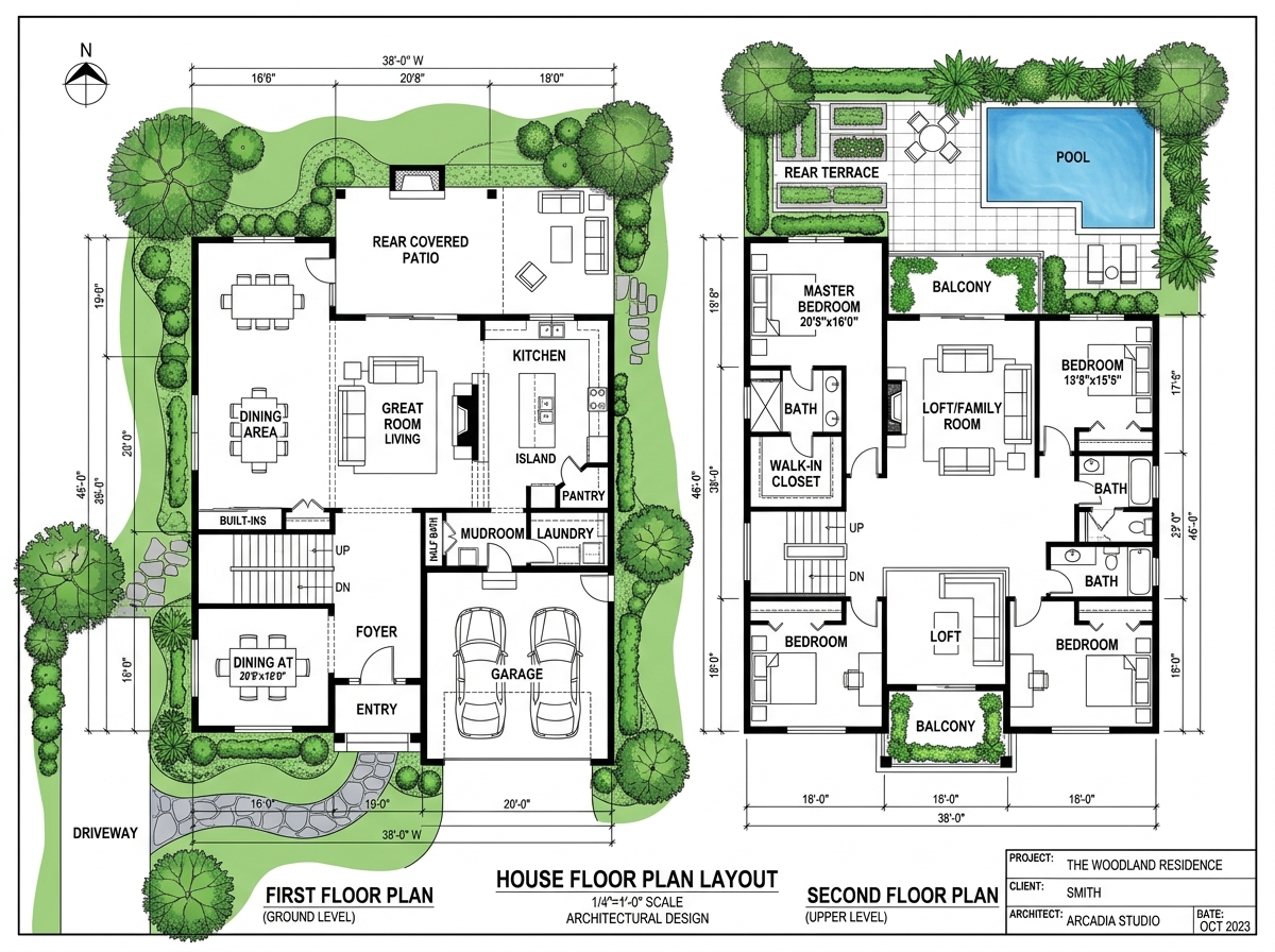 Layout Denah 2-Lantai & Landscaping